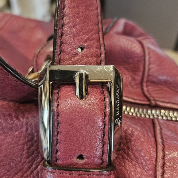 B. Makowsky Vintage Mauve Hobo Slouchy 12" x 16" Leopard Lined Purse Large - Picture 11 of 16